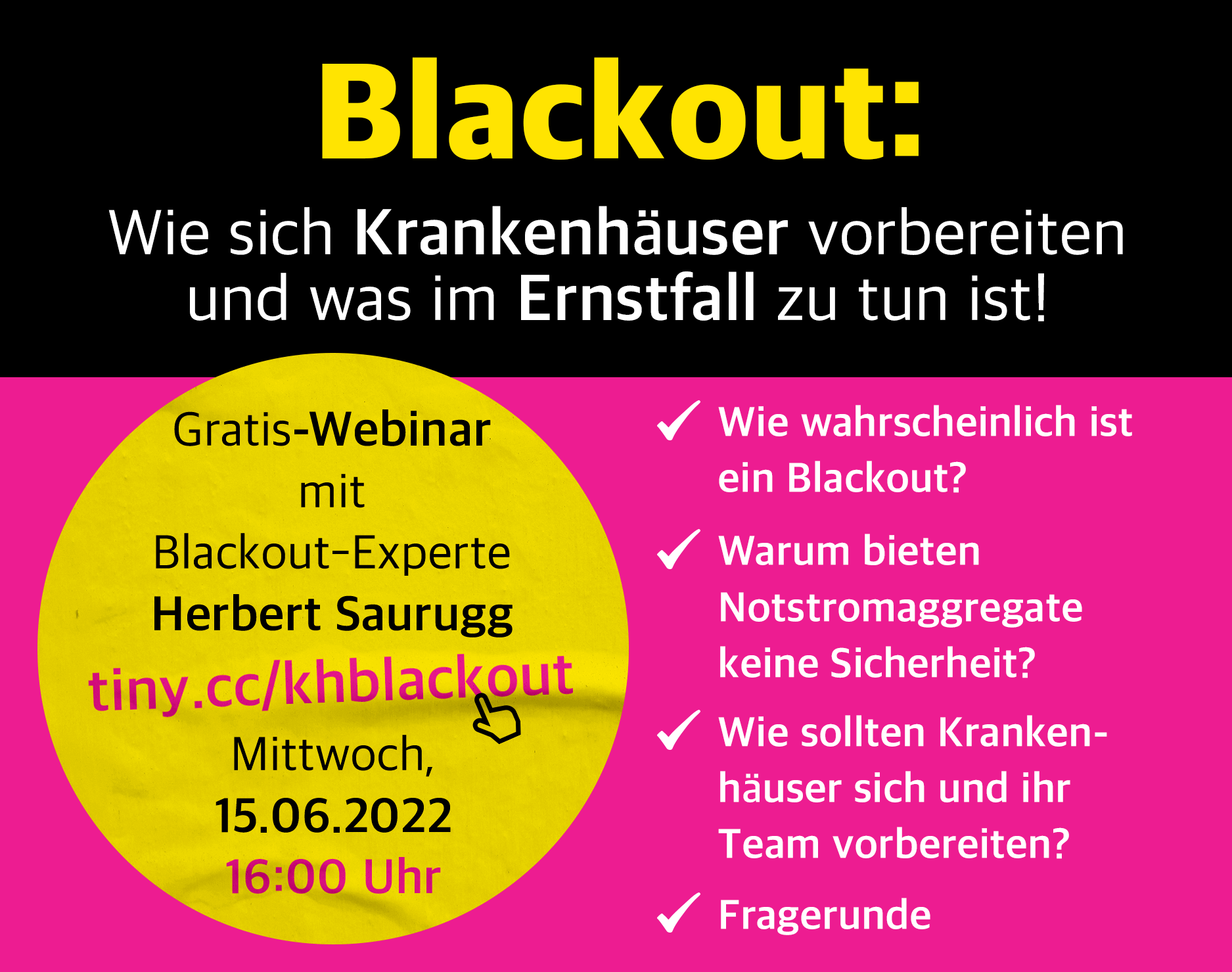 Blackout im Krankenhaus - Experten-Webinar mit Herbert Saurugg